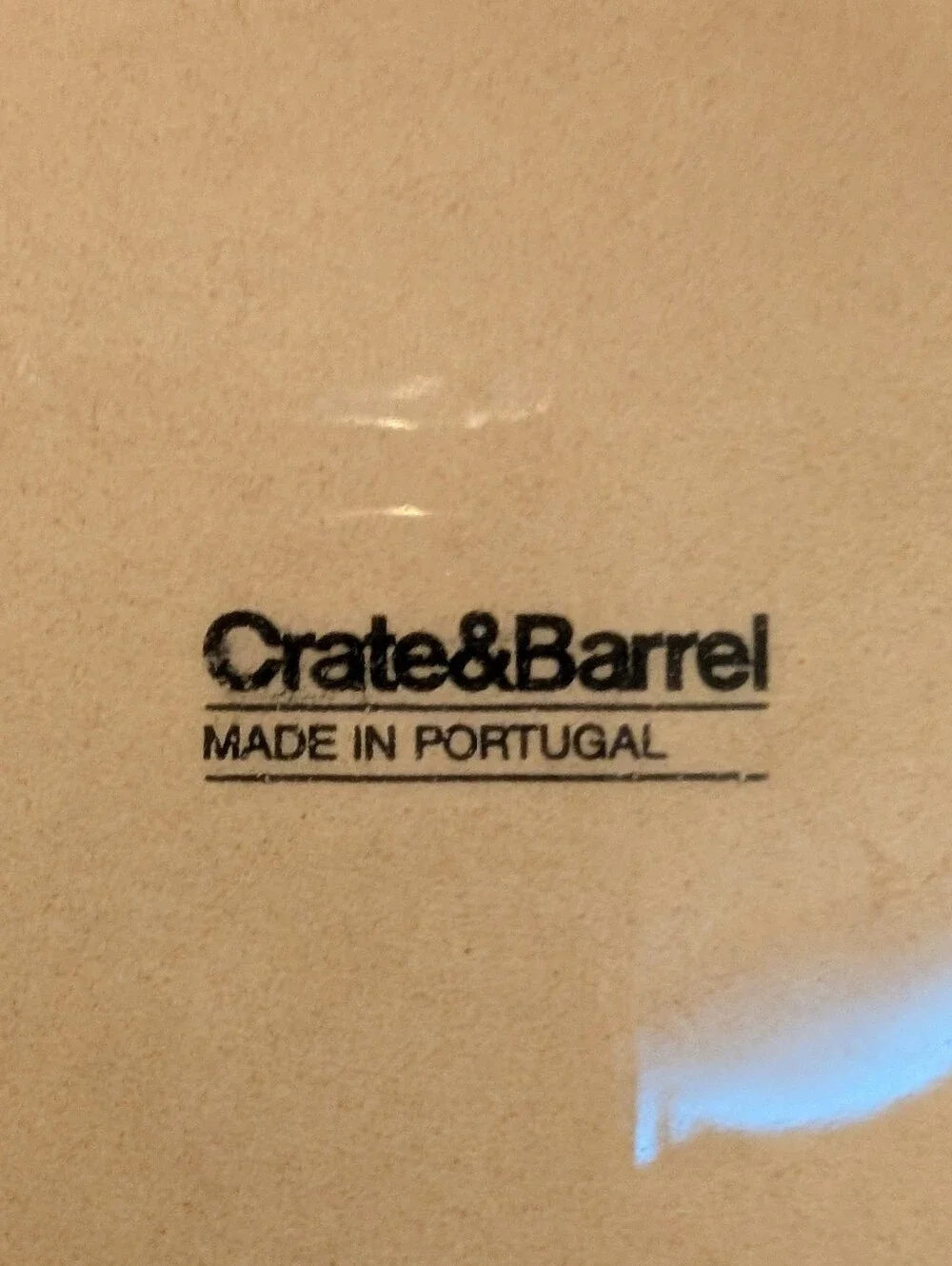 Crate & Barrel Beige Glazed Leaf Impression Bowl Portugal